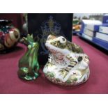 A Royal Crown Derby Paperweight Old Imari Frog, limited edition 559/4500, with a silver seal (