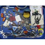 A Mixed Lot of Assorted Religious Medallions, Rosary beads, pins, etc:- One Tray