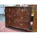 A XIX Century Mahogany Bow Fronted Chest of Drawers, with two small drawers and two long drawers.