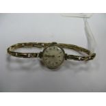 Hirco; A 9ct Gold Cased Ladies Wristwatch, the dial with Arabic numerals and dagger markers, on