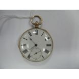 An Openface Pocketwatch, the white dial with black Roman numerals and seconds subsidiary dial,