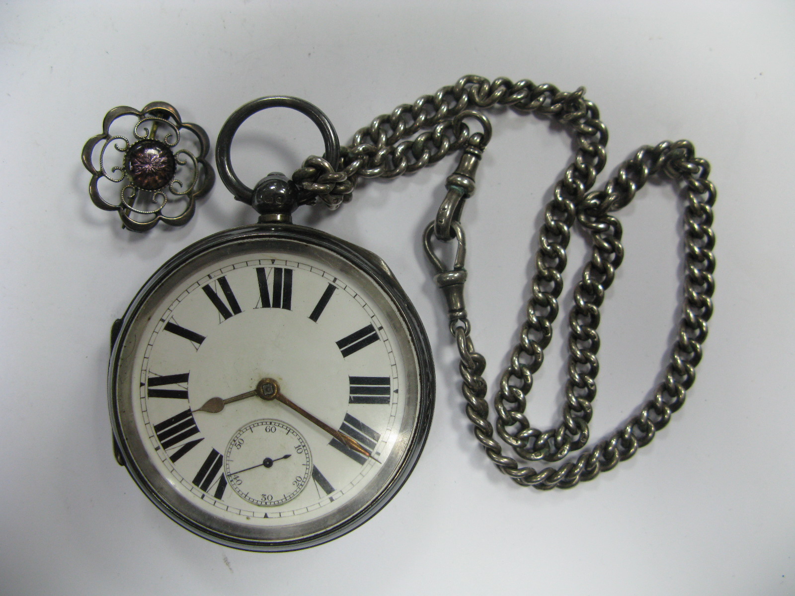 A Chester Hallmarked Silver Cased Openface Pocketwatch, the white dial with bold black Roman