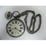 A Chester Hallmarked Silver Cased Openface Pocketwatch, the white dial with bold black Roman