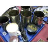 Horn Beaker with Glass Base and White Metal Mounts (damaged), 1856 mug, plated tankards, treen