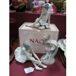 Three Nao Pottery Ballerina Figurines, (one boxed).