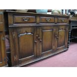 Titchmarsh Goodwin Style Oak Dresser Base, with three top drawers, over three panelled cupboard