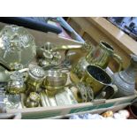 Brass Chestnut Roaster Tankard, jug, vase, letter stand, etc:- One Box