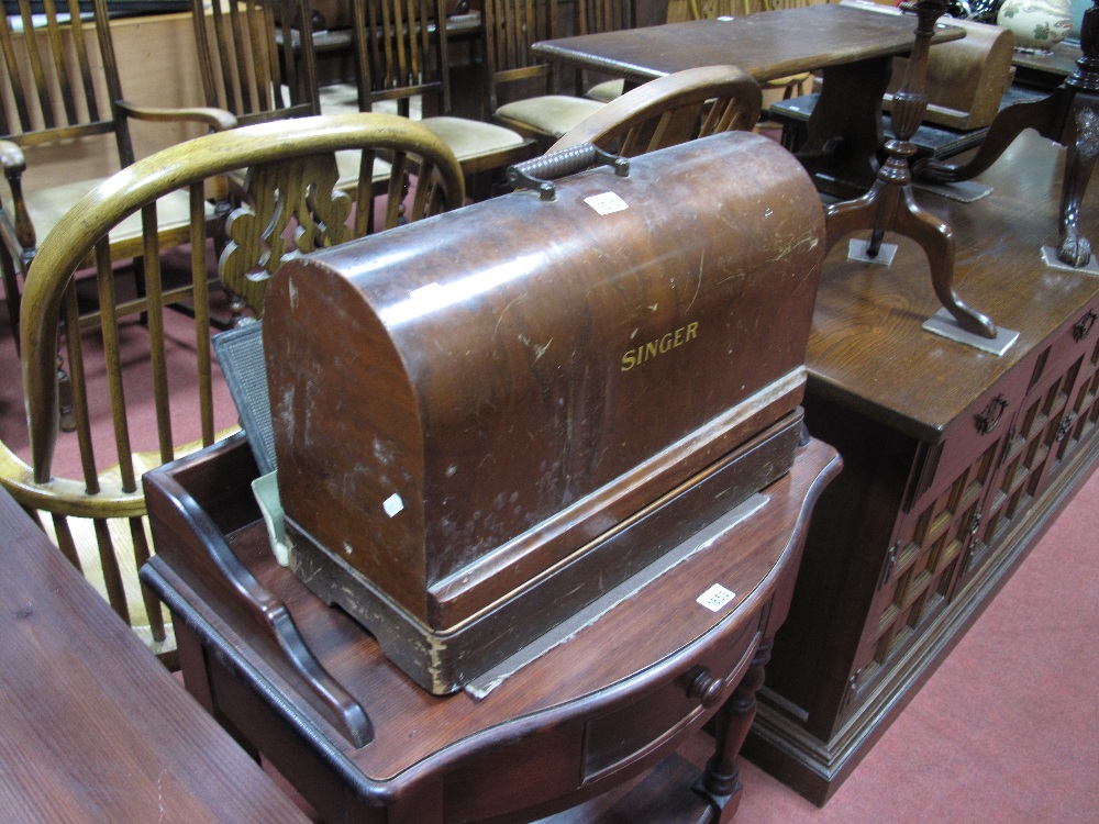 Singer Sewing Machine, in domed case.