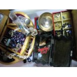 A Mixed Lot of Assorted Costume Jewellery, including imitation pearls, hat pins, two hat pin jars,