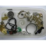 Blue and White Diamanté Bangle, earrings, vintage ladies wristwatches, necklace, brooches, pendants,