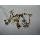 A 9ct Gold Belcher Link Chain, flat link curb chain stamped "375" with pearl pendant, etc. (3)