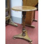 A XIX Century Pedestal Table (possibly ash), with circular top, moulded edge, turned pedestal,