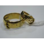 A 9ct Gold Gent's Buckle Ring; together with another buckle ring (hallmark worn). (2)
