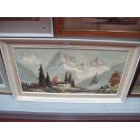 Mid XX Century Continental School, Alpine Landscape, oil on canvas, signed indistinctly, 39 x