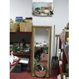Rectangular Wall Mirror, in gilt scroll frame, 134 x 49.5cm, circular and unframed examples. (3)