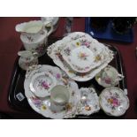 Royal Crown Derby 'Derby Posies' Dessert Dishes, with acorn handles, other pieces:- One Tray