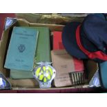 An AA Car Badge,1935 AA Handbook, railway cap and associated items.