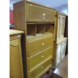 1950's Light Oak Staverton Haberdashery Cabinet, with five lift-up drawers concealing pigeon hole