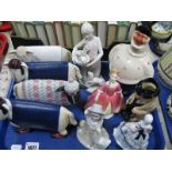 Danish Fisherman Decanter, Doulton figurine and Winston Churchill toby jar, novelty sheep, etc:- One