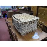 Wicker Laundry Basket, with black painted lettering 'St Georges Laundry 1967', 75cm wide.