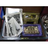 A XIX Century Inlaid Walnut Box, Corgi and Heritage diecast vehicles, WWII military recognition