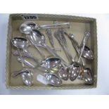Hallmarked Silver Coffee Spoons; together with a set of electroplated coffee spoons.