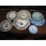 Don Pottery Plates, including 'Harebell' and 'Harp' patterns, other local pottery plates including