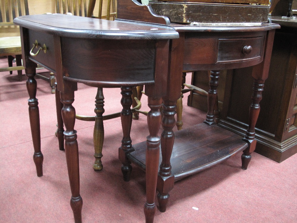 A Painted Pine Washstand, with a gallery top, single drawers, turned legs, with undershelf; together