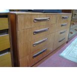 G Plan Teak Chest of Two Banks of Four Graduated Drawers, circa 1970's on plinth base 140cm wide.