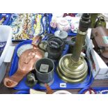 Copper Genie Lamp, pewter ware, brass lamp, etc:- One Tray