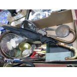 Silver Hand Mirror, cutlery, WMF textured vase, umbrella, walking stick, etc:- One Box