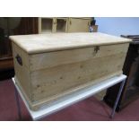XIX Century Pine Rectangular Shaped Blanket Box, with hinged lid and carrying handles, on plinth