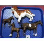 Beswick Spaniel Dog, chestnut horse and two foals. (4)