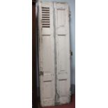 A Pair of Painted French Louvre Doors, each with single fold action, iron hinges, 202cm high, 60.5cm