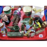 Coalport Figurine, Doulton and Beswick character jugs, Wade figurines, etc:- One Tray