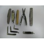 Three Miniature and Six Other Penknives, novelty and silver scaled noted. (9)