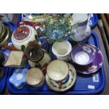 Devon Ware - tea pot etc, Coalport blue-white jug, Wedgwood trinket box etc:- One Tray