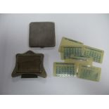 A Hallmarked Silver Mounted Desk Calendar, with date cards; together with a ladies powder compact,