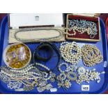A Selection of Boxed Imitation Pearl Necklaces; together with costume brooches and earrings,
