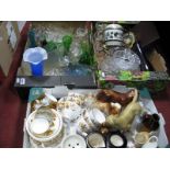 Pottery Dogs, teaware, glassware, etc:- Three Boxes