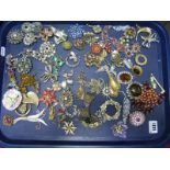 A Mixed Lot of Assorted Costume Brooches:- One Tray