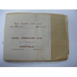 Chas. Credland Ltd Paint Merchant Sheffield, Deep English Gold Leaf, in paper booklet.