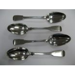 A Pair of Hallmarked Silver Fiddle Pattern Table Spoons; together with two further spoons (one