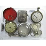 Ingersoll Crown Openface Pocketwatches, a hallmarked silver vesta case (converted to a lighter),