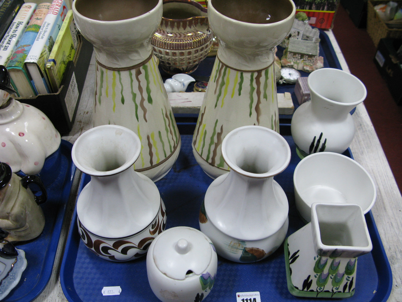Radford Pottery Vases and Jam Pot:- One Tray