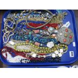 A Mixed Lot of Assorted Costume Necklaces, including beads, bangles and bracelets:- One Tray