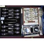 W.M. & Co., A Set of Six Silver Hallmarked Teaspoons, Birmingham 1930, cased, pair of miniature