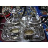 Viners 'Alpha Plate' Four Piece Tea Service; together with serving tray.