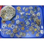 A Mixed Lot of Assorted Costume Brooches, etc (damages):- One Tray
