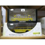 Two 1:43rd Scale Diecast Model 'Deutsche Bundespost' Liveried Mercedes Benz Buses, by Minichamps,